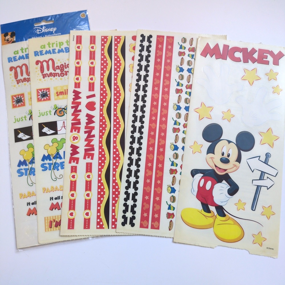 Vtg Disney Vacation Sandylion 12" Scrapbook Stickers Mickey Minnie Mouse 5 Sheet
